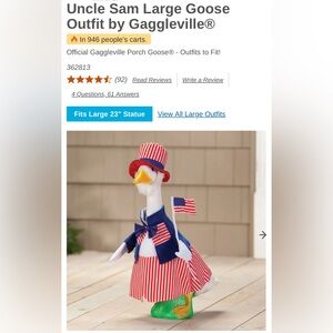 Patriotic Porch Goose Outfit - Red, White & Blue